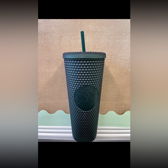 A set of 2 studded green tumblers from Starbucks